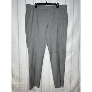 BALLIN Flat Front Dress Pants Men's 40x30 Light Gray Super 120s Wool Comfort EZE